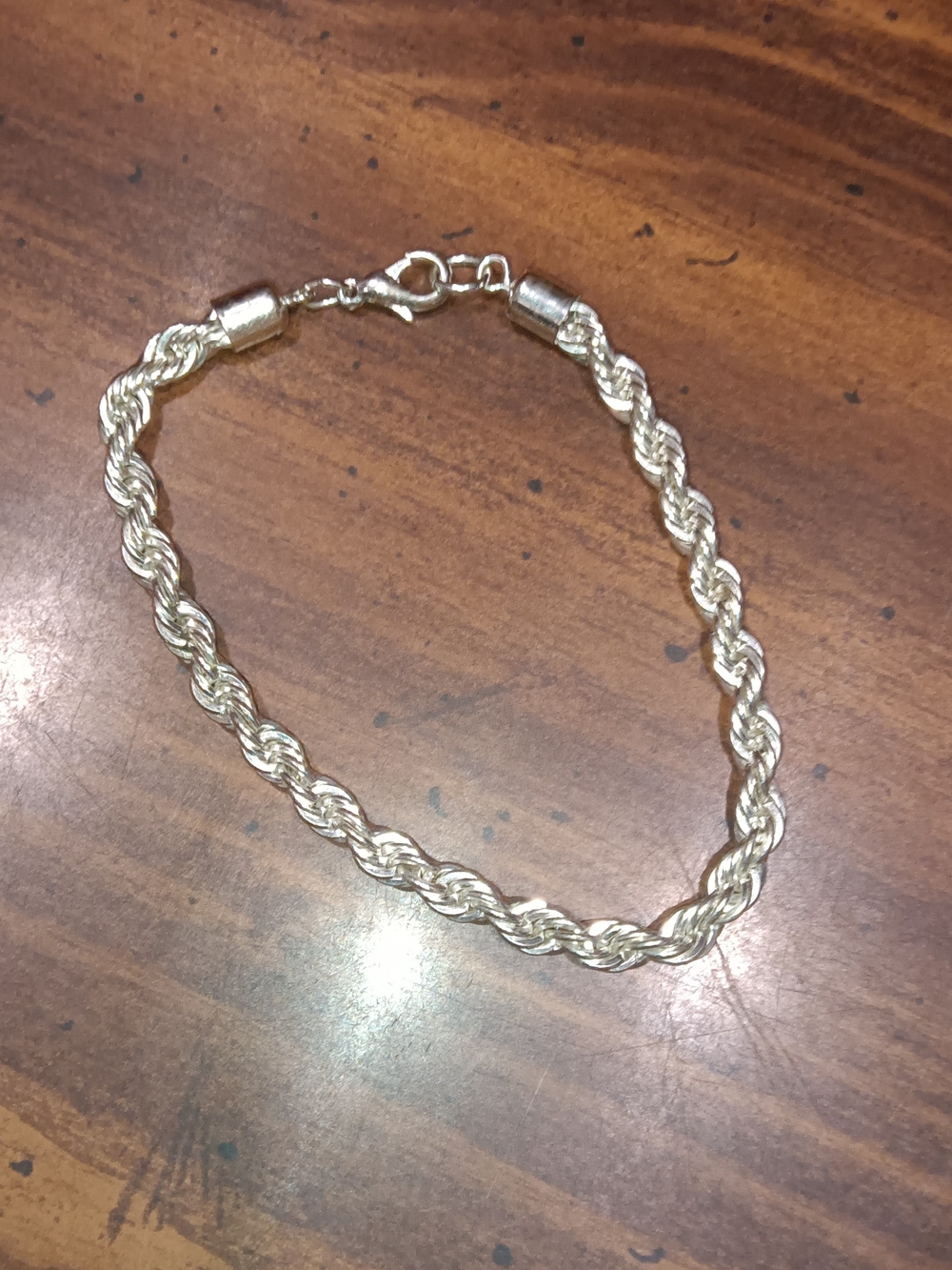 Twisted Rope Chain Bracelet in Silver Tone - Women's Jewelry
